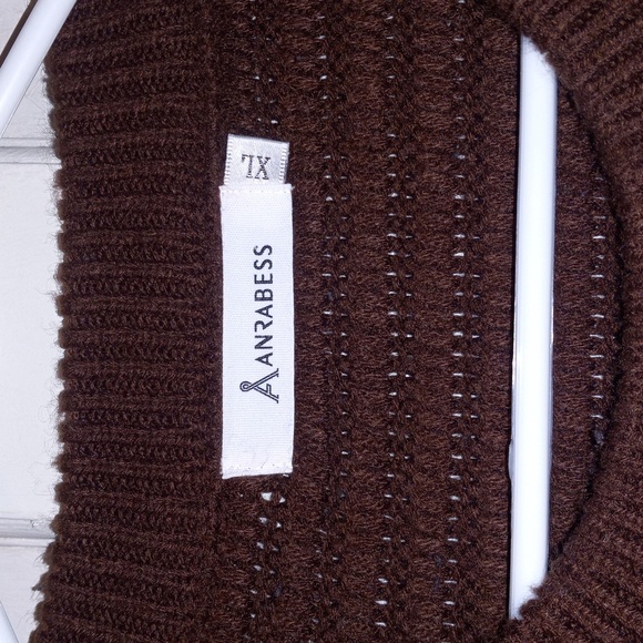 ANRABESS Women's Crew Neck Lantern Sleeve Knit Sweater - Picture 4 of 6